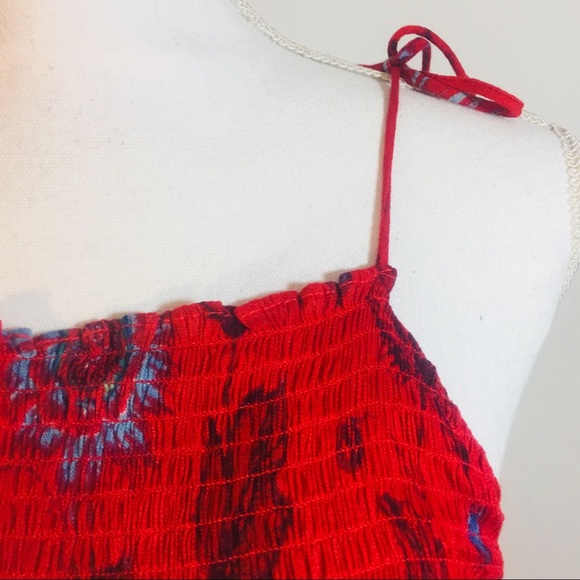 NWT Free People Red Blue Floral Maxi Dress - Picture 6 of 8